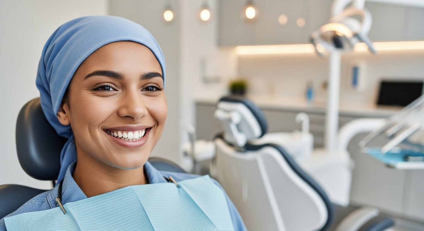 Smiling patient in the treatment chair at Pleasant-Smiles in Henderson, NV